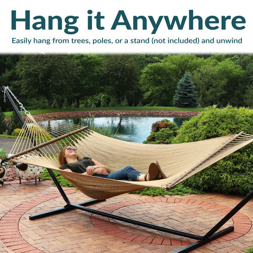 Sunnydaze Large Polyester Rope Hammock Tan product
