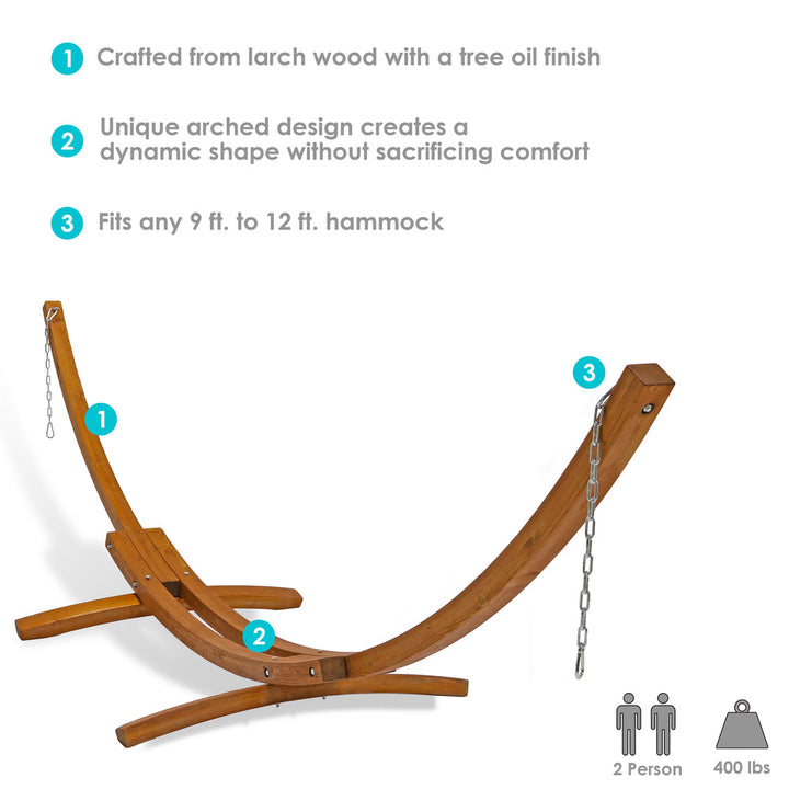 Solid Wooden Curved Arc Hammock Stand detail