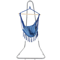 Cushioned Hammock Chair with Pillows – Cornflower Stripes
