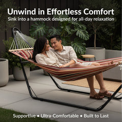 Cushioned Comfort Double Quilted Hammock with Pillow