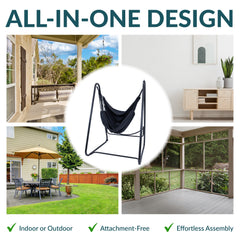 Hammock Chair with A-Frame Stand – Black