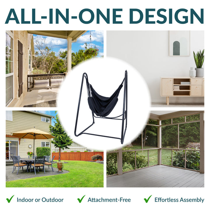 Patio Hammock Chair with Steel A-Frame Stand Black detail
