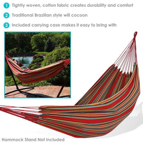 Sunnydaze Cotton Double Brazilian Hammock Sunset detail