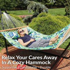 Cushioned Comfort Double Quilted Hammock with Pillow