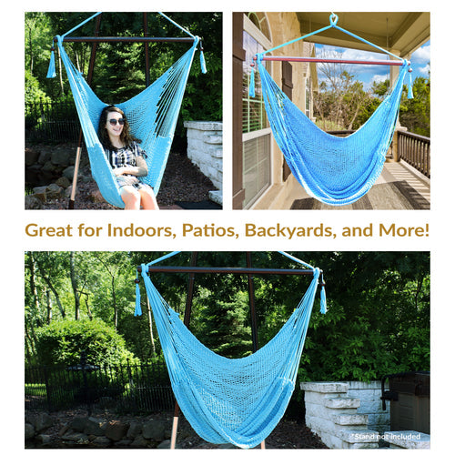 Sunnydaze Caribbean XL Hammock Chair Sky Blue detail