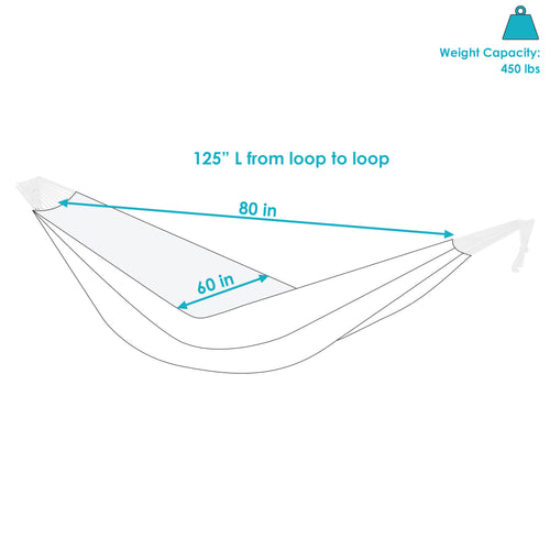 Sunnydaze Cotton Double Brazilian Hammock size and dimension guide