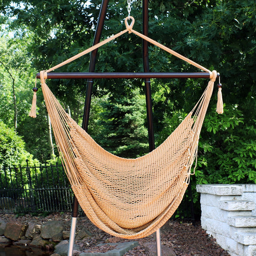Sunnydaze Caribbean XL Hammock Chair Tan lifestyle