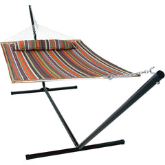 Cushioned Comfort Double Quilted Hammock with Stand