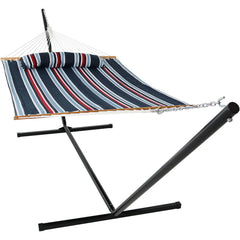 Cushioned Comfort Double Quilted Hammock with Stand
