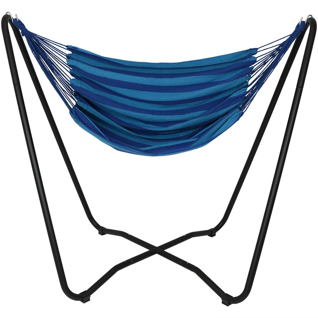 Sunnydaze Woven Hammock Chair with Space-Saving Steel Stand, 330 lb Capacity