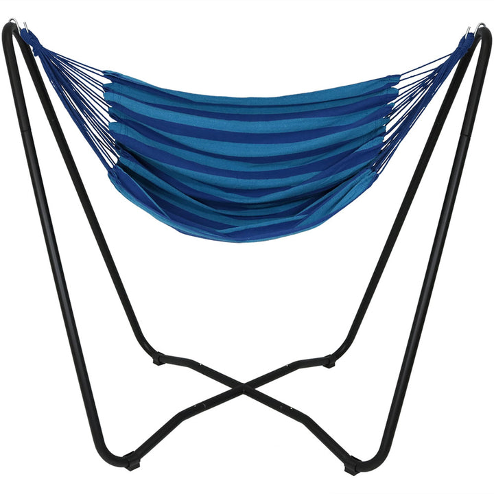 Sunnydaze Woven Hammock Chair with Space-Saving Steel Stand, 330 lb Capacity