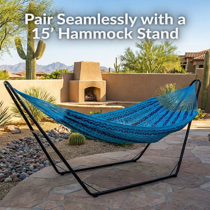 Sunnydaze Handwoven Family-Size Mayan Hammock, Cotton Blend, 625 lb Capacity