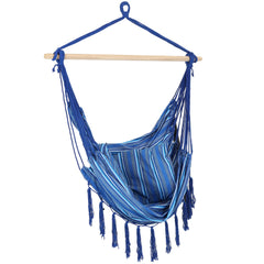 Cushioned Hammock Chair with Pillows – Cornflower Stripes