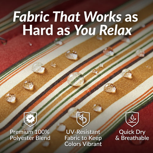 Sunnydaze Quilted Fabric Hammock Red Stripe detail