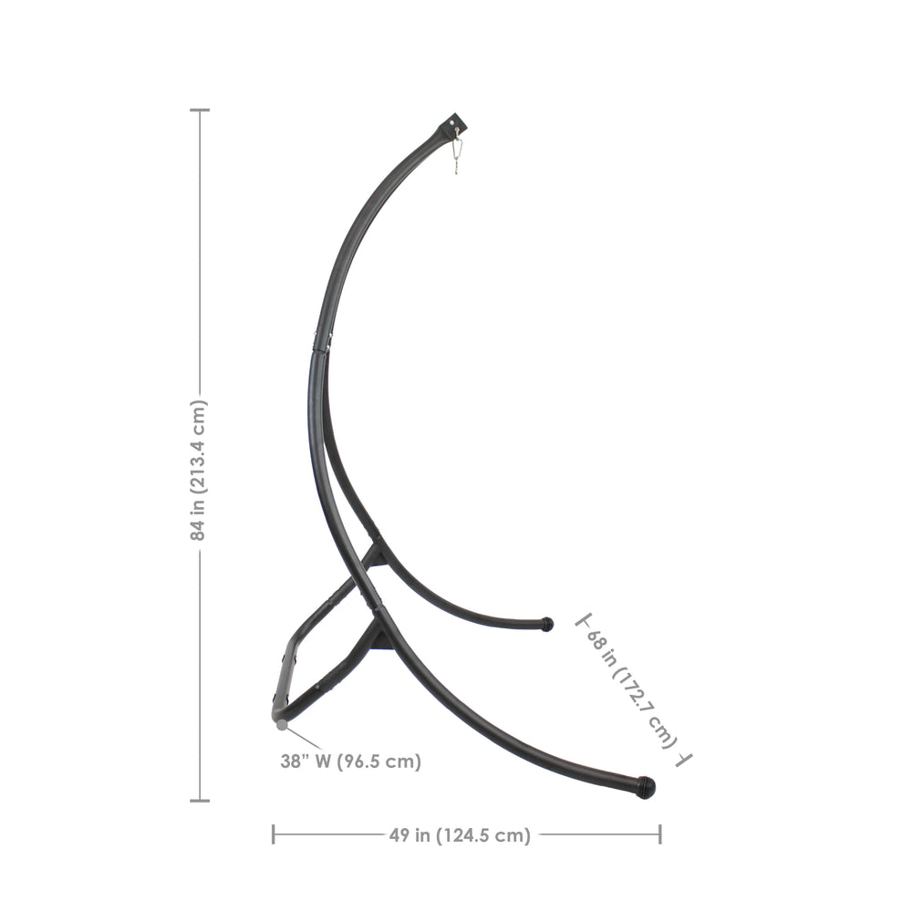 Curved Steel Hammock Chair Stand 84 inch Black detail