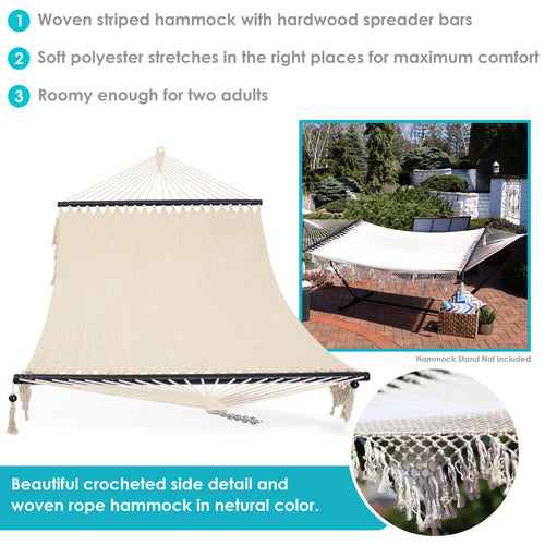Sunnydaze Woven Double Hammock Spreader Bars Natural detail