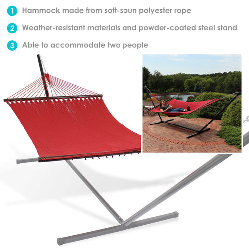 Sunnydaze Polyester Rope Hammock Stand Red detail