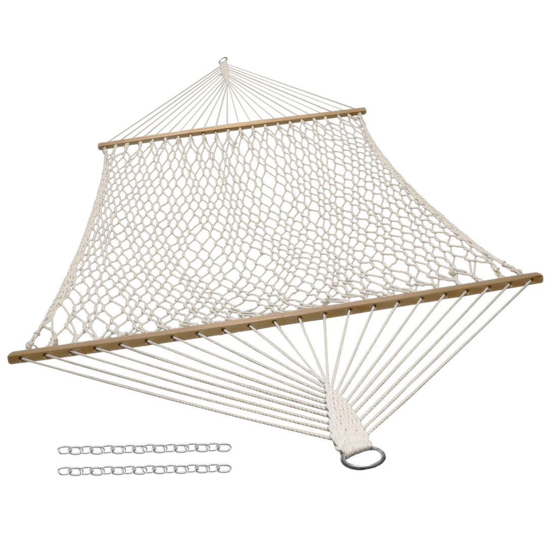Sunnydaze Cotton Blend Double Rope Hammock with Spreader Bars, 2-Person, 450 lb Capacity