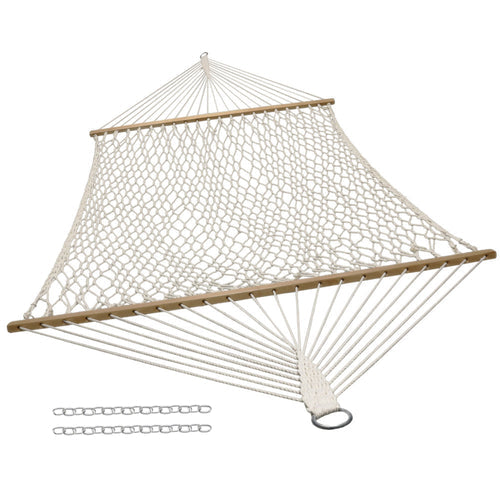 Sunnydaze Double Wide 2-Person Rope Hammock 15ft Stand White detail