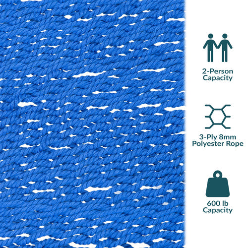 Sunnydaze Large Polyester Rope Hammock Blue detail