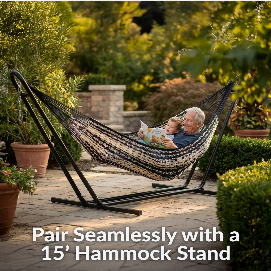 Sunnydaze Handwoven Family-Size Mayan Hammock, Cotton Blend, 625 lb Capacity