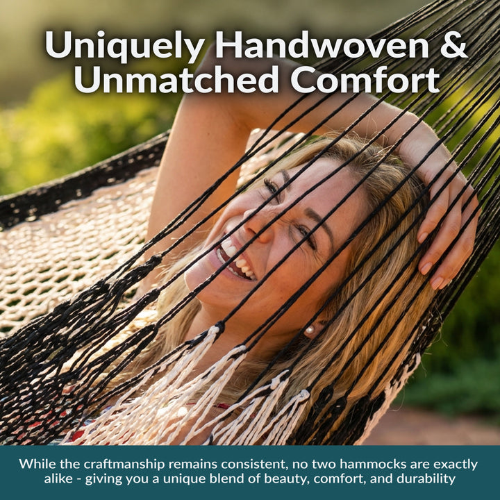 Sunnydaze Handwoven Family-Size Mayan Hammock, Cotton Blend, 625 lb Capacity