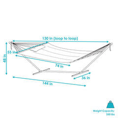 Cushioned Comfort Double Quilted Hammock with Stand
