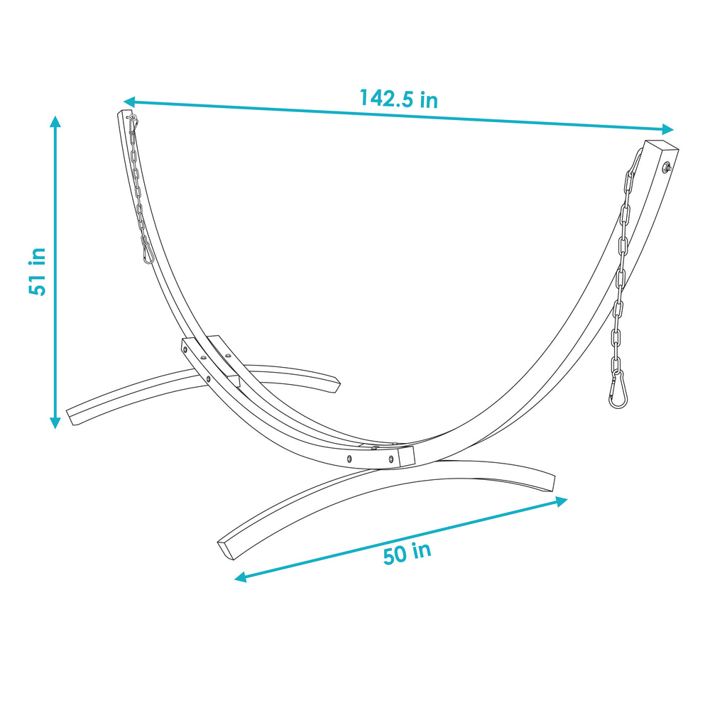 Solid Wooden Curved Arc Hammock Stand detail