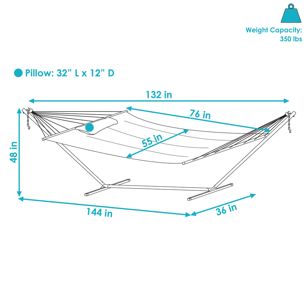 Quilted Fabric 2-Person Hammock with Pillow and Stand Red detail