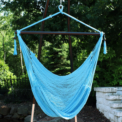 Sunnydaze Caribbean XL Hammock Chair Sky Blue lifestyle