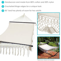 Artisan Fringe Double Mayan Hammock with Spreader Bars