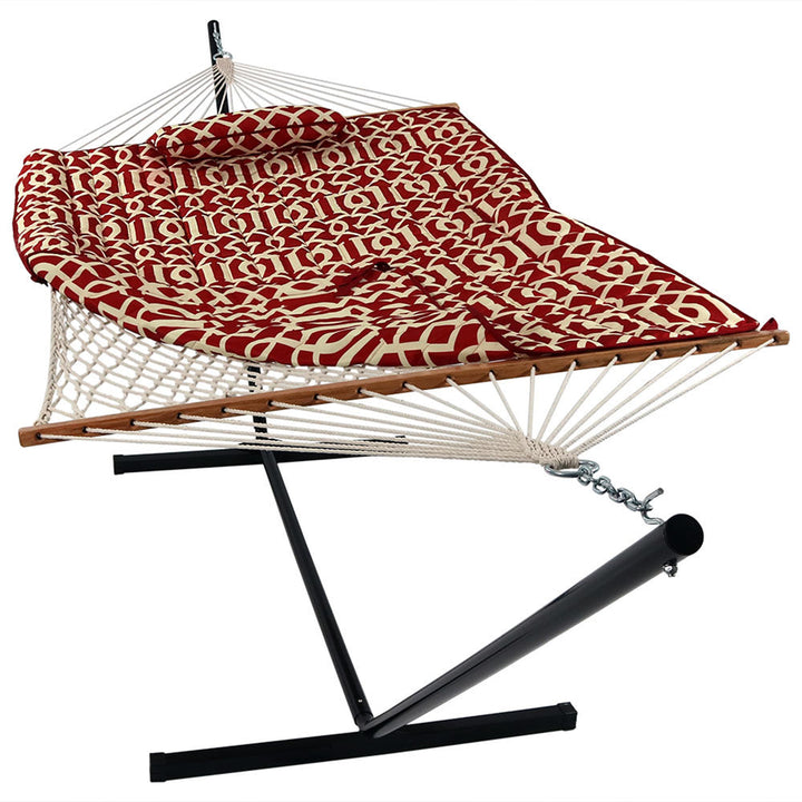 Rope Hammock Stand Pad Pillow Royal Red detail