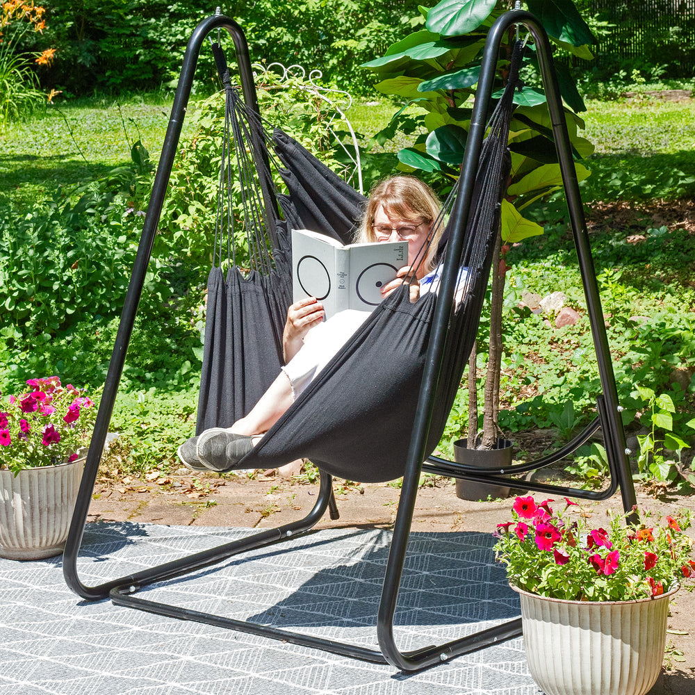 Patio Hammock Chair with Steel A-Frame Stand Black detail