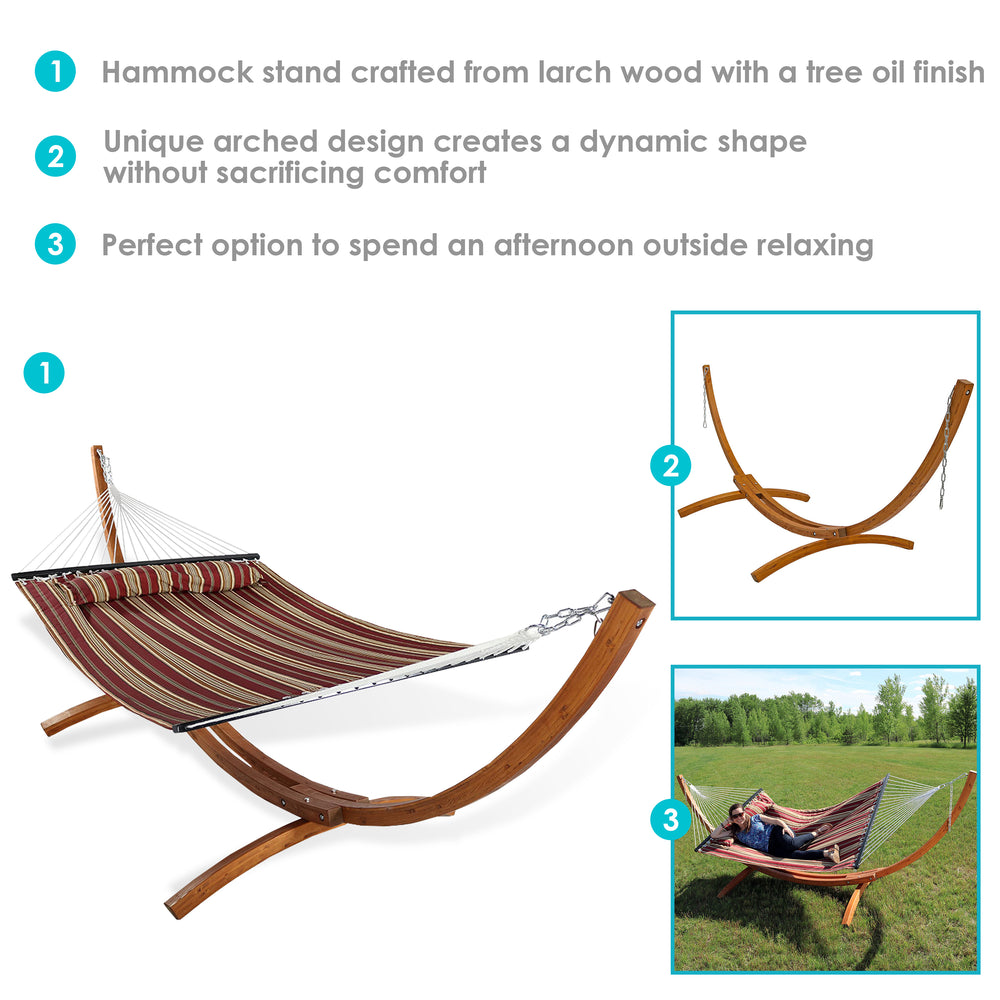 Double Quilted Hammock Wooden Stand Red Stripe detail