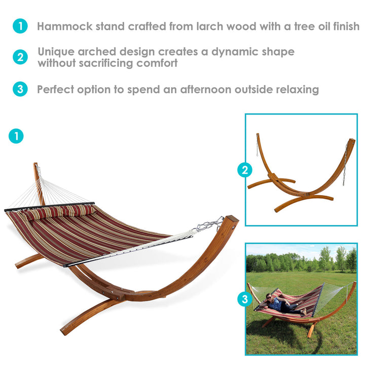 Double Quilted Hammock Wooden Stand Red Stripe detail