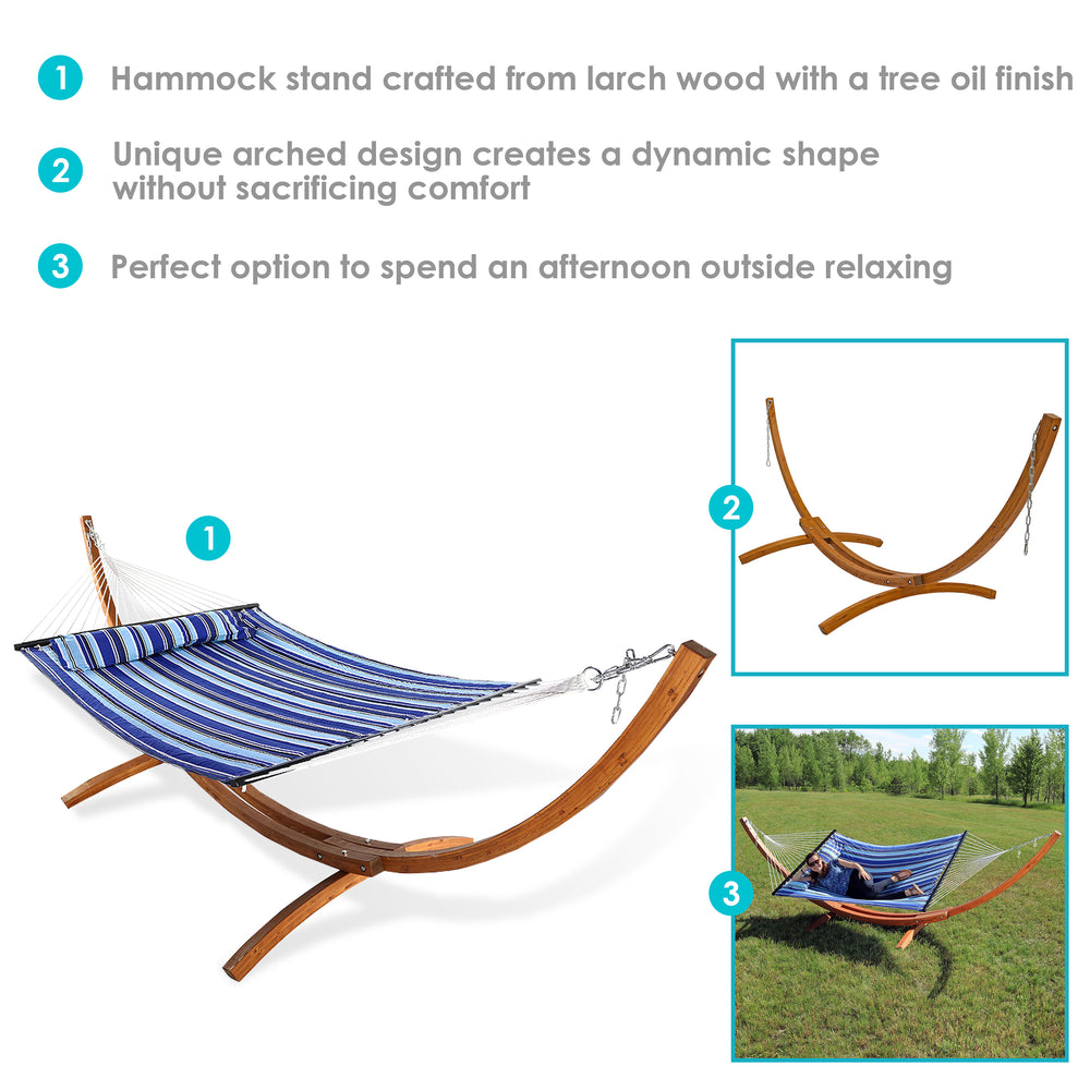 Double Quilted Hammock Wooden Stand Catalina Beach detail