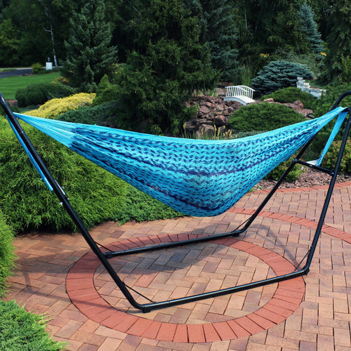 Sunnydaze Mayan Family Hammock Woven Blue detail