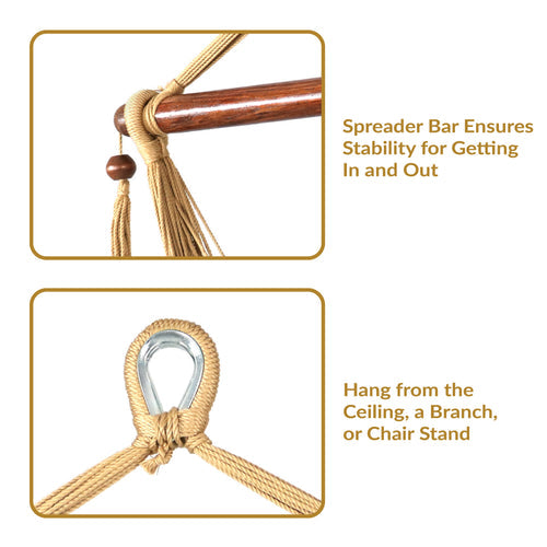 Sunnydaze Caribbean XL Hammock Chair Tan detail