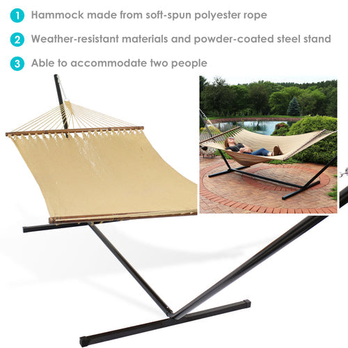 Sunnydaze Polyester Rope Hammock Stand Tan detail